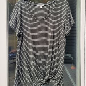 Dark green striped top